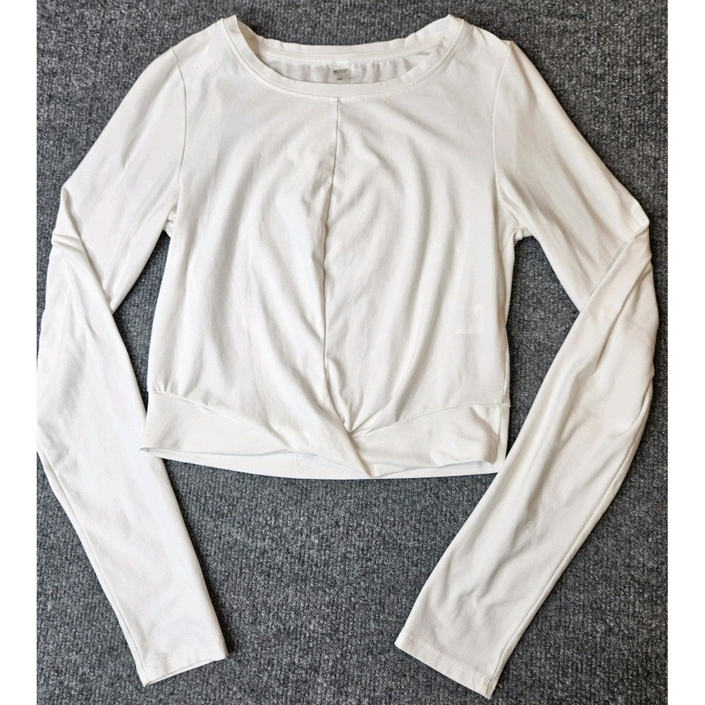 Beyond Yoga Featherweight Center Stage L/S Tee Size Small White Twist Front